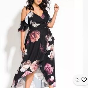 NEW City Chic dress Granda fflora Floral Black Maxi Dress size L/20